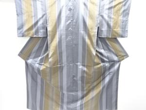 縞織り出し手織り紬着物